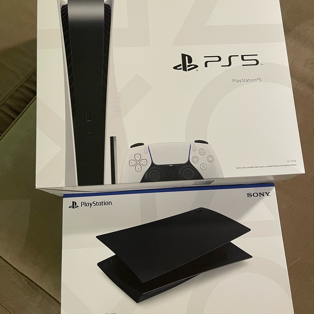 Play station 5 console with console cover